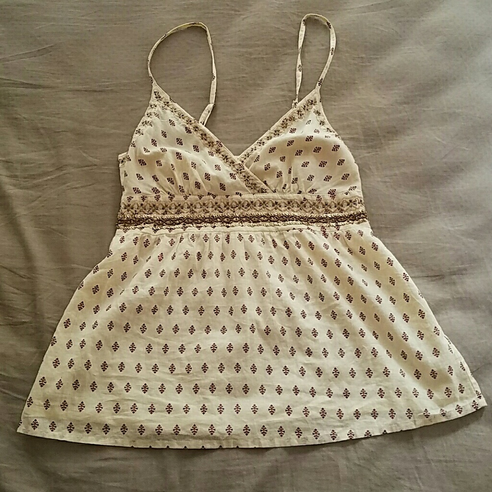Boho embellished babydoll tank